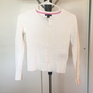 Girl’s White Button Up Sweater